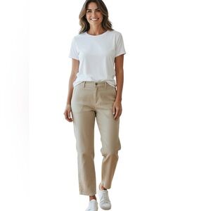 NWOT THE GREAT. 100% Cotton Pants. High Rise Cropped/Ankle Tan Neutral Sz. 27